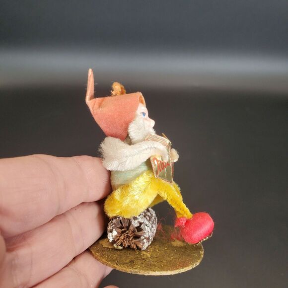 Vintage Pinecone Elf Singing Noel Ornament 1950s Christmas Decor - Picture 2 of 7
